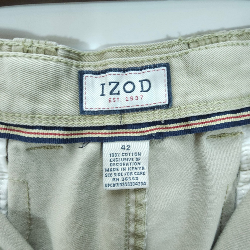 IZOD Cargo Shorts Mens 42 Tan Digital Camo Streetwear Skate Y2K Cotton Twill - Picture 3 of 8